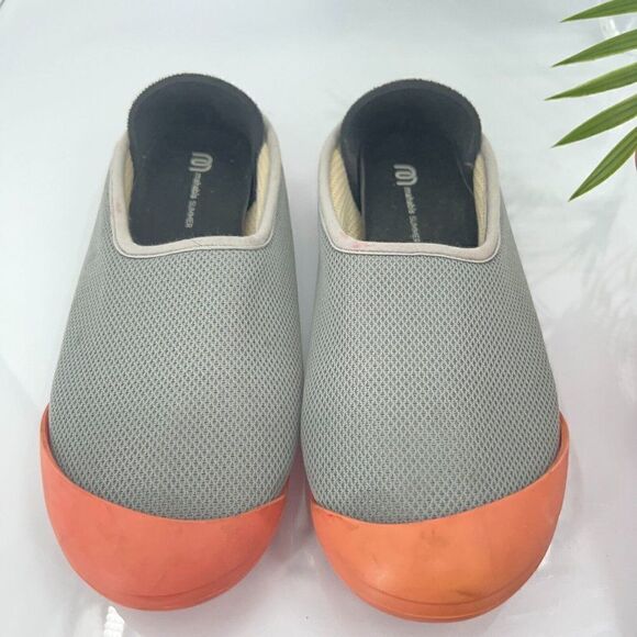 Mahabis Summer Gray Mesh Slippers 7.5 Grey Orange Flats Detachable Sole Rubber - Picture 2 of 11